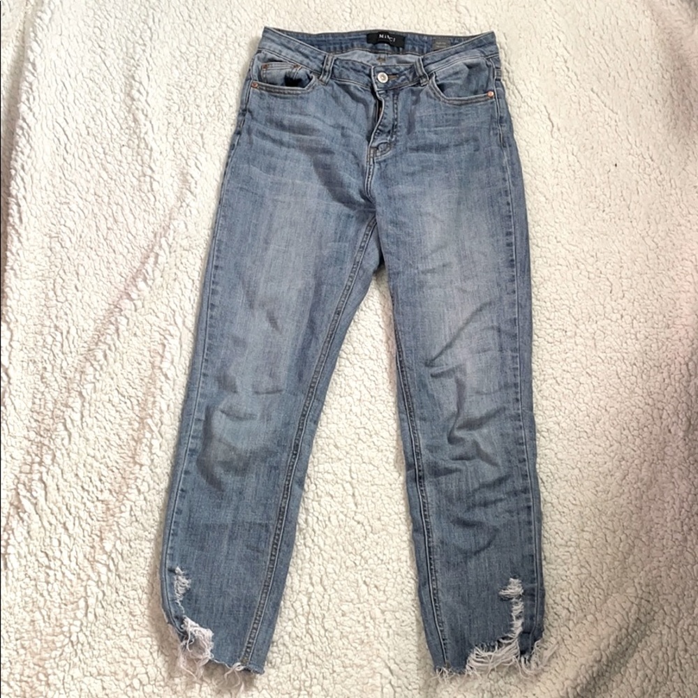 High rise distressed jeans